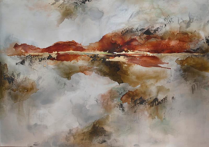 Welcome Home - Luminous, abstract fluid acrylic painting by Arizona artist Leah Rei. Featured by Life plus Style Magazine - L + S Magazine - Scottsdale Art Week.